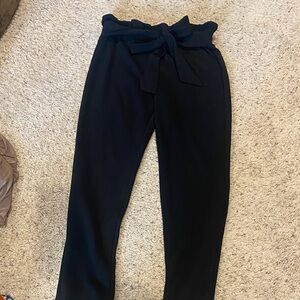 SHEIN Black Paperbag Tie-Waist Pants